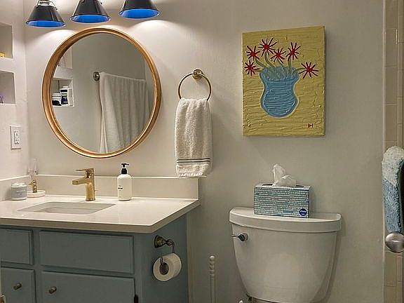 Guest bath quartz vanity