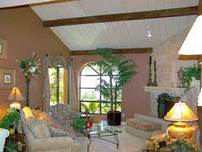 Living Room with Vaulted Beamed Ceilings