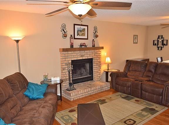 Hardwood floors in living room and dining room.