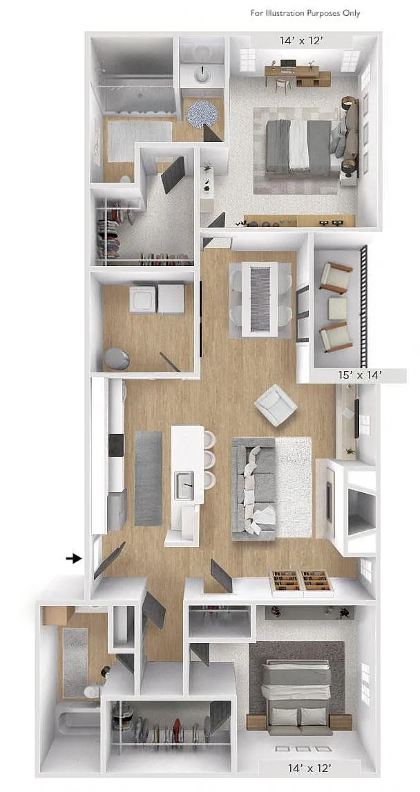 Floor plan The Longitude 2 BR 2 BA