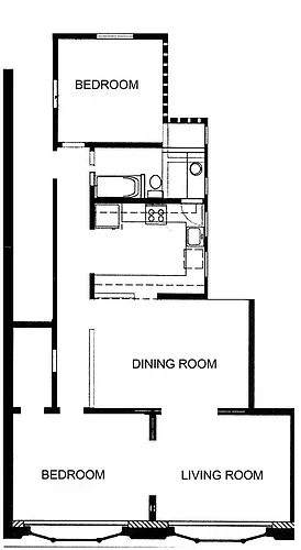 Floor plan 2 Bedroom, 1 Bath