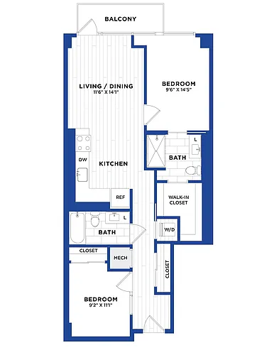 Floor plan JR 2 Bed/2 Bath-P4
