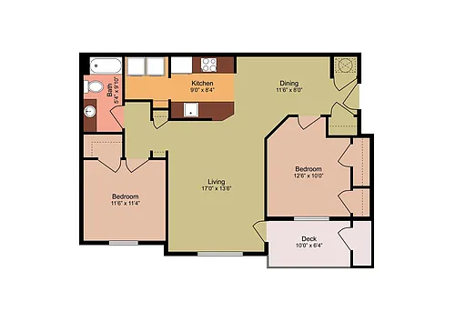 Floor plan 2 Bedrooms 1 Bath