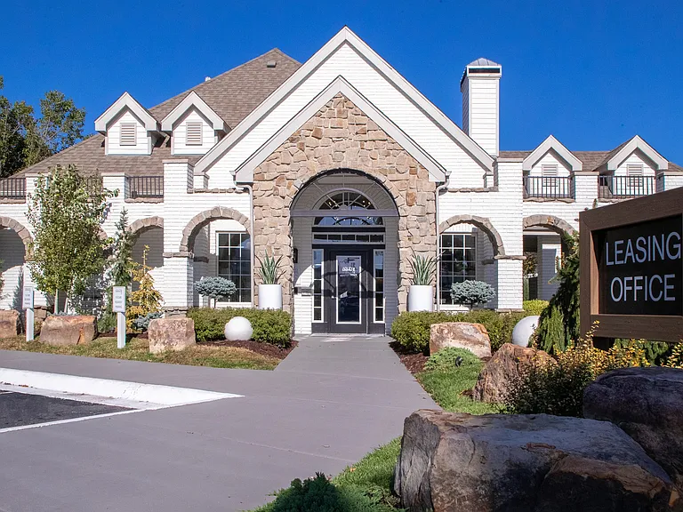 The leasing center exterior itself is a masterpiece of design with pristine white tones, an accent stone entrance, and intriguing architectural character. Here at Adley, you'll find every detail is a work of art.