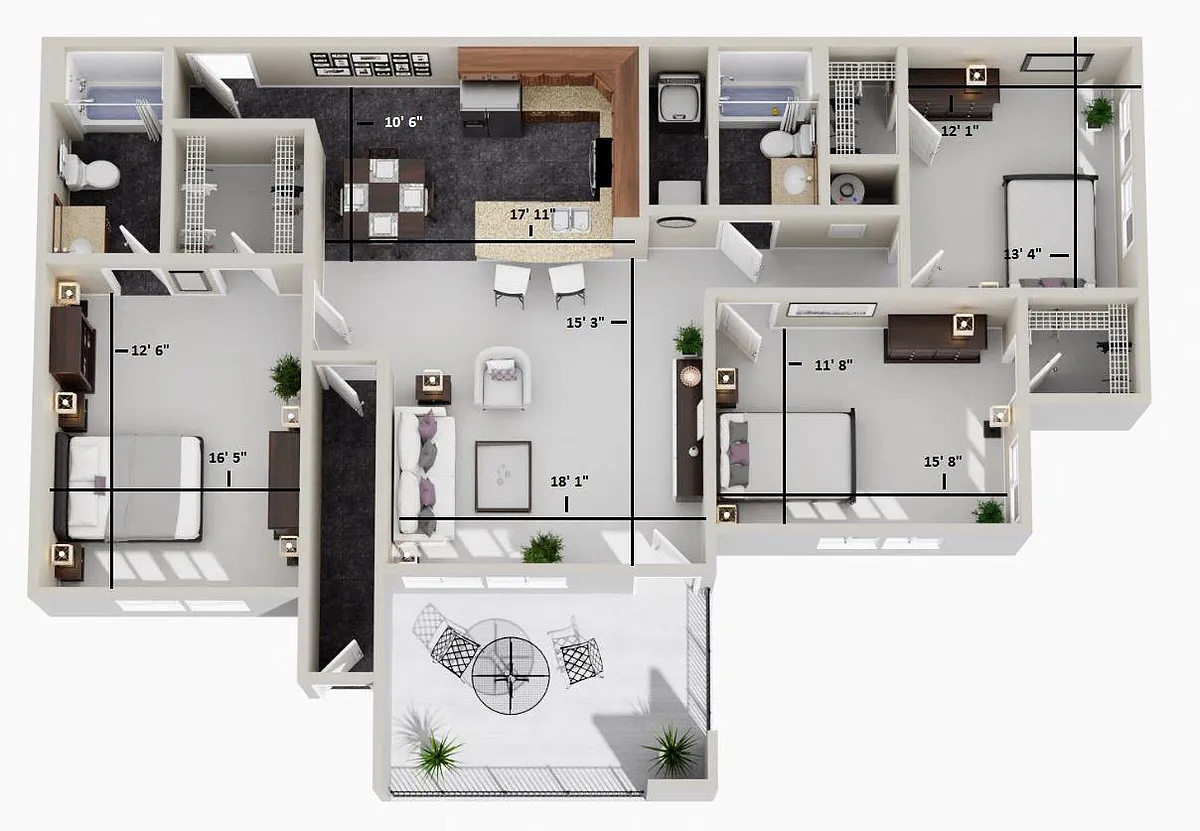 Floor plan 3 Bed 2 Bath