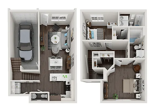 Floor plan Three Bedroom Two and a Half Bathroom 1,258 Sq Ft 