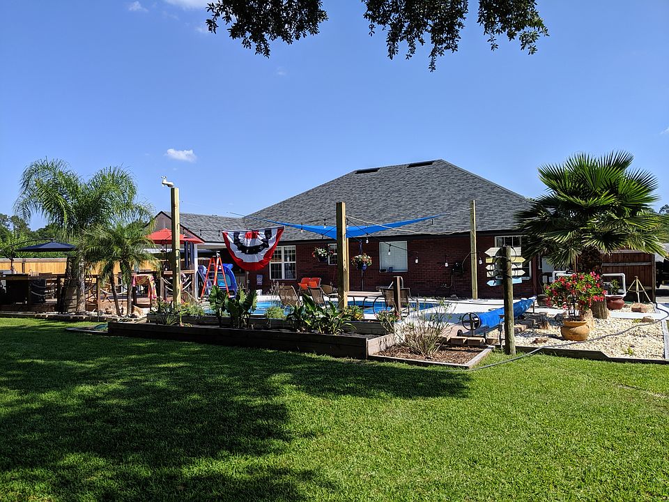 Backyard pool and deck area