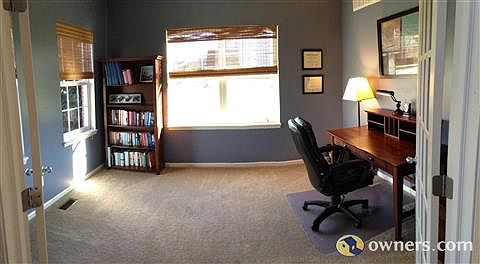 Main level office space with french doors