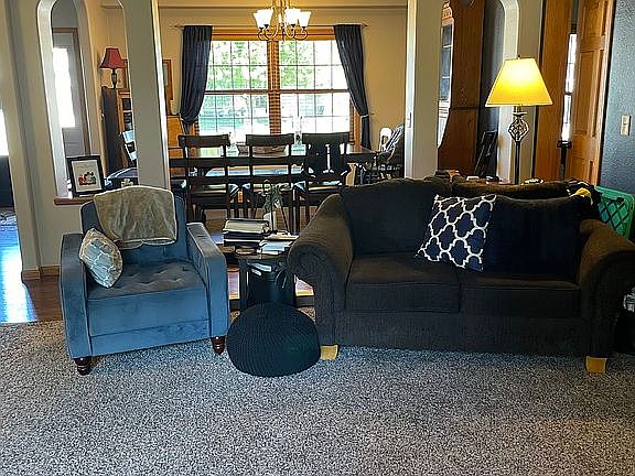 Living room open to dining