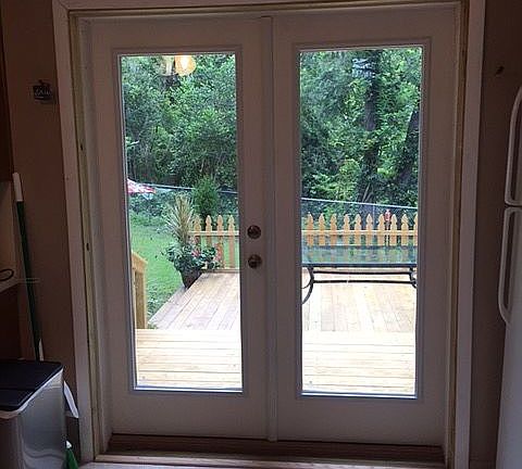 Kitchen French doors to the 