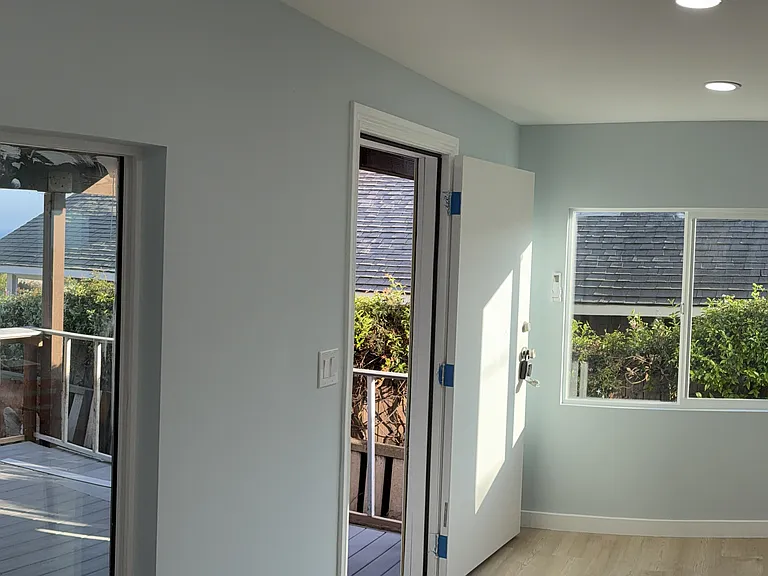 Ocean view from Kitchen through living rm window