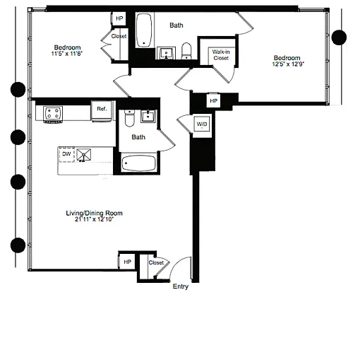 Floor plan Two Bedroom D 15-18