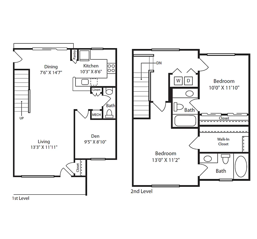 Floor plan 2 Bed/2.5 Bath Townhome G
