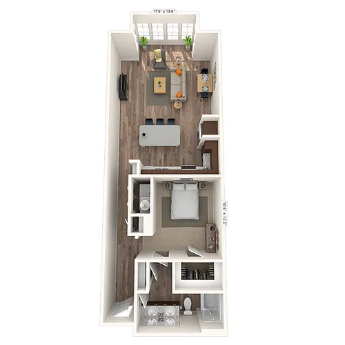 Floor plan Traditional 1x1 749-982 SF