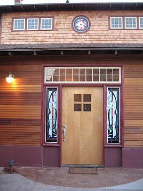 Exquisite detailing including custom leaded glass.