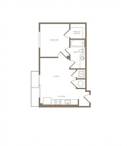 Floor plan 1 Bed/1 Bath-A02