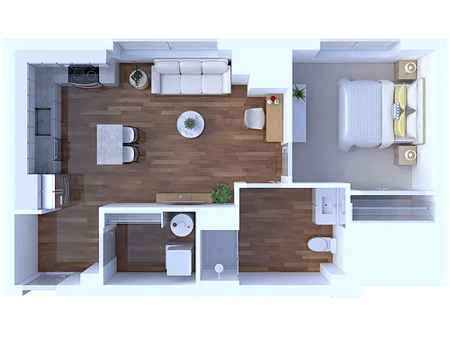 Floor plan 1 Bedroom/1 Bathroom-600