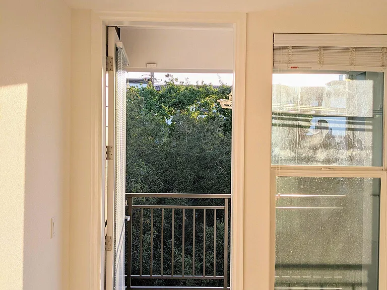 Patio attached to master bedroom, overlooking the gorgeous greenery in the San Tomas Aquino creek, nicely tucked away from the not-so-far El Camino Real.