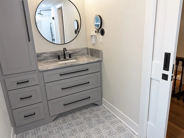 expanded and fully renovated full bath with tub