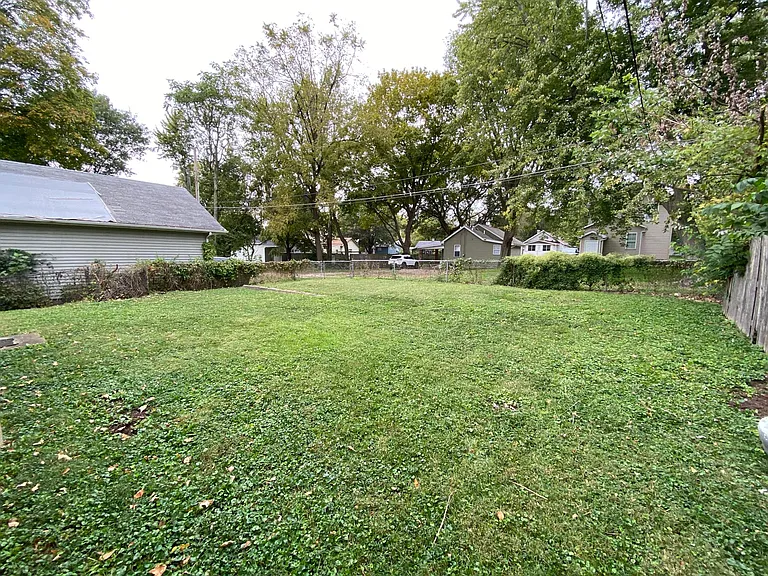 The fenced backyard