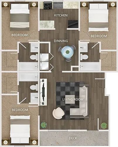 Floor plan 3 Bedroom 3 Bath