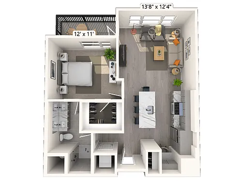 Floor plan A2.1 1x1 723 SF