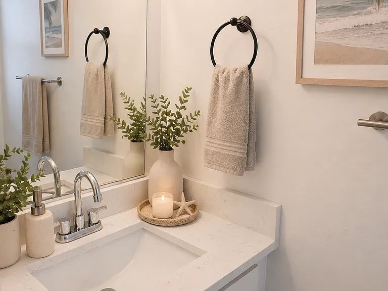 Loft apartments have a downstairs powder room.
