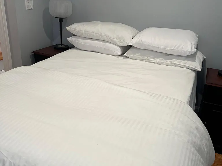 Second bedroom with full size bed and large closet.