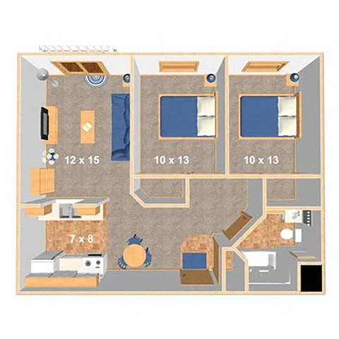 Floor plan Two Bedroom 21E