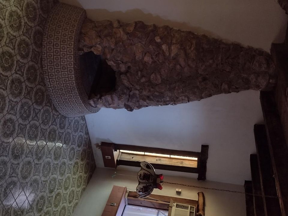 Lower living room with fireplace