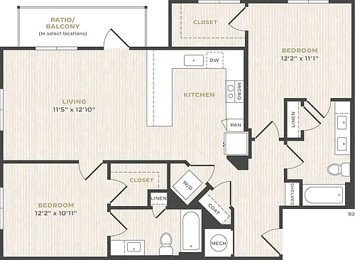 Floor plan 2 Bed/2 Bath-B2