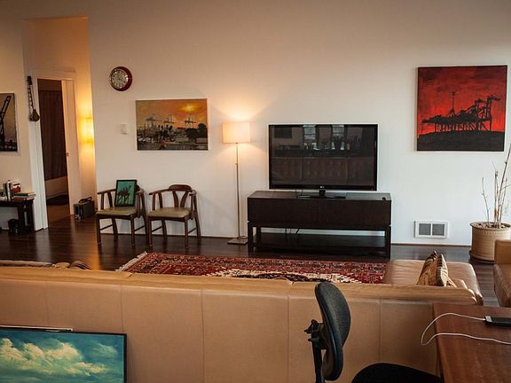 50' TV and stand in living area