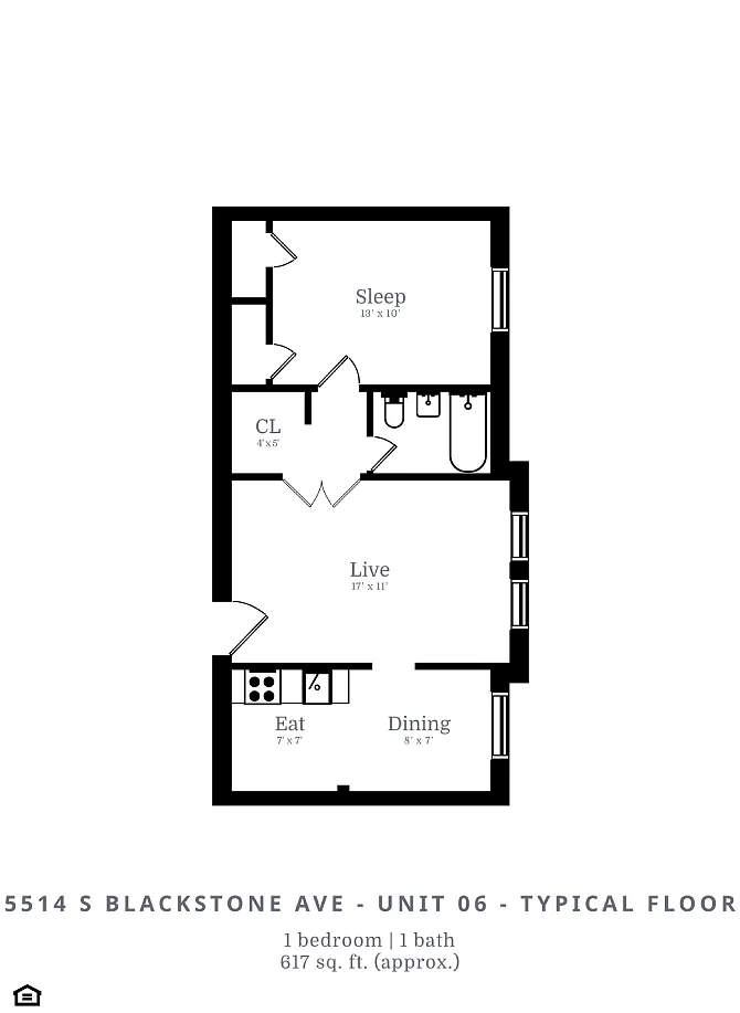 Floor plan 1 Bed |1 Bath (B1)