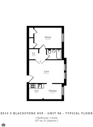 Floor plan 1 Bed |1 Bath (B1)
