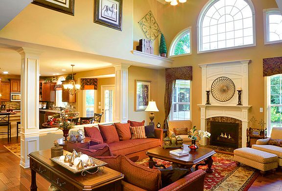 The Langdon Q Family Room with fireplace