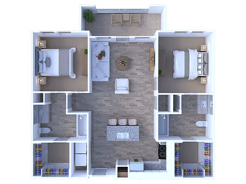 Floor plan B1 Redbud - 2 Bedroom, 2 Bathroom