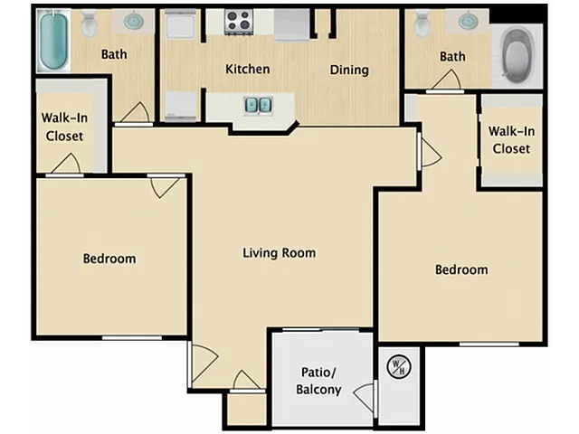 Floor plan 2 Bedroom 2 Bathroom