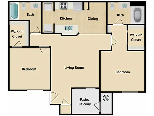 Floor plan 2 Bedroom 2 Bathroom