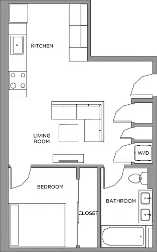 Floor plan 1 Bed/1 Bath-680a