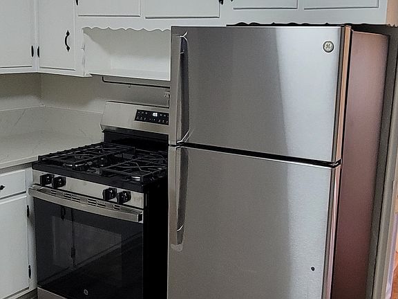 new stainless fridge and gas stove