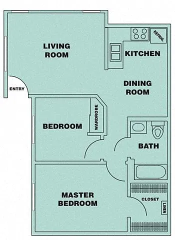 Floor plan 2 Bedroom/ 1 Bath