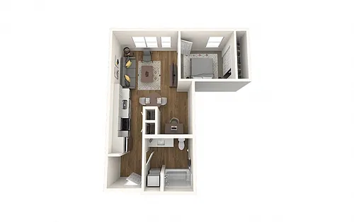 Floor plan 1-Bedroom F