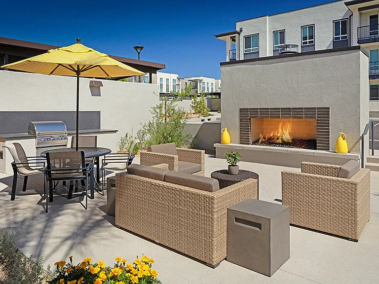 Relax at the courtyard which features a grill and fireplace