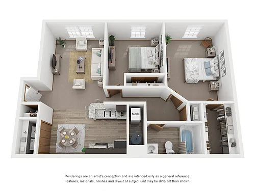 Floor plan Two Bed, One Bath