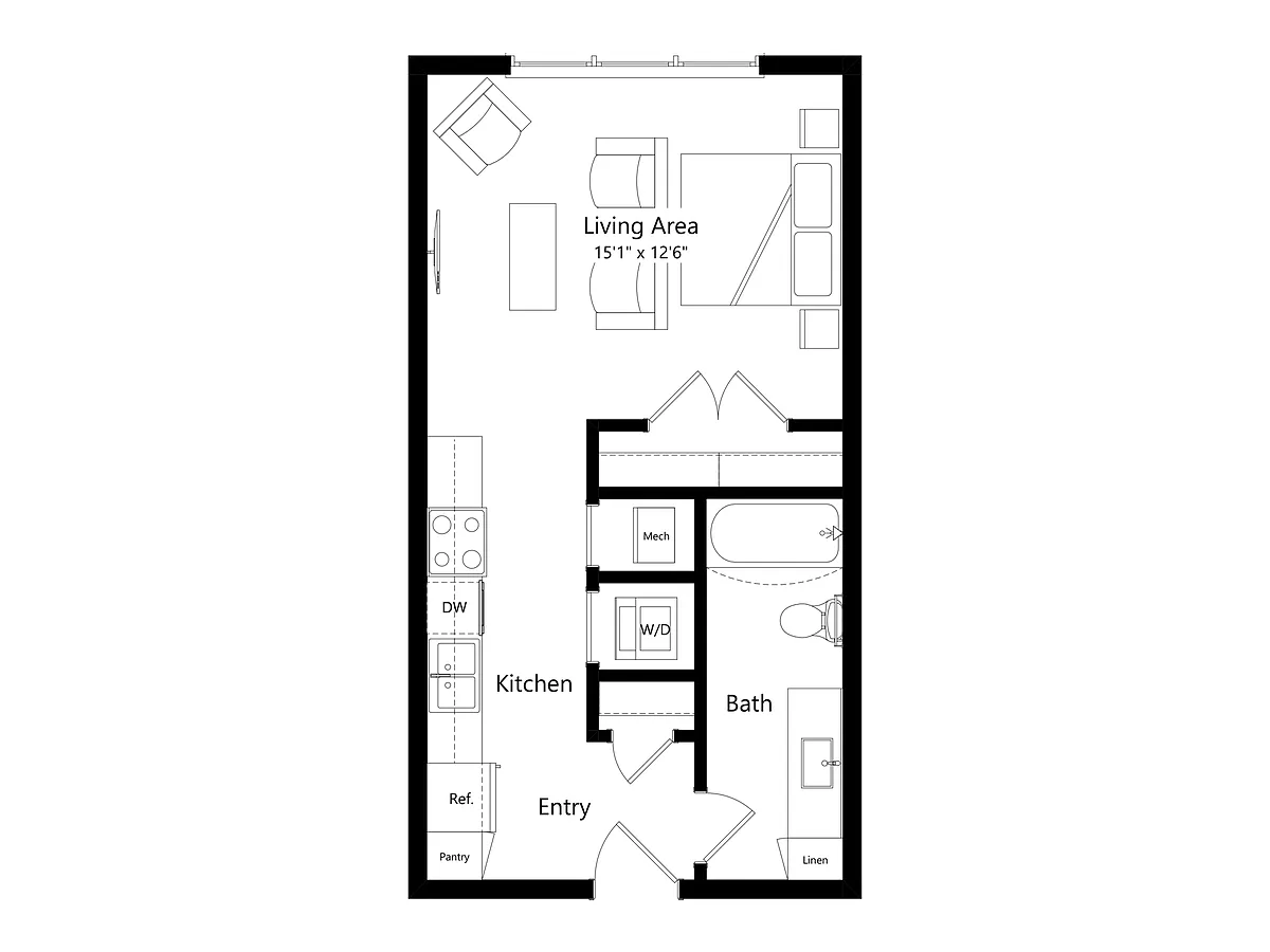 Floor plan S1A1 | Studio | 1 Bath