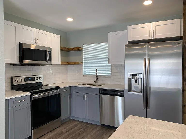 Stainless-steel appliances.