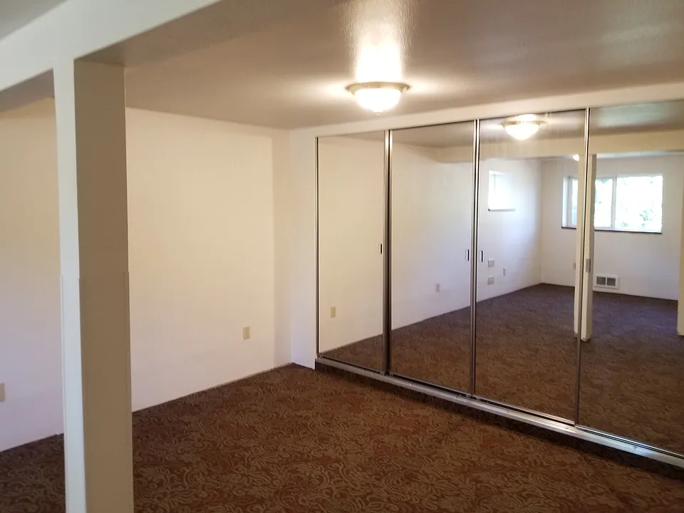 Portion of bedroom area. With mirrored full width closet.