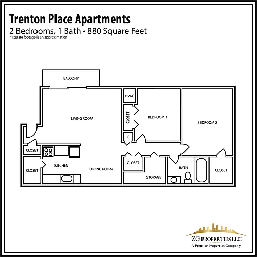 Floor plan 2 Bedroom 1 Bath
