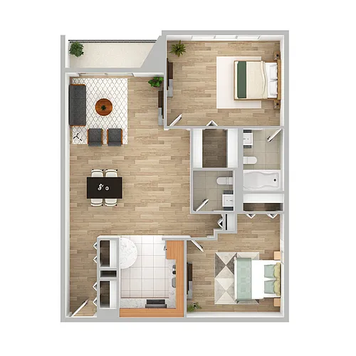 Floor plan Two Bedroom Half Bath
