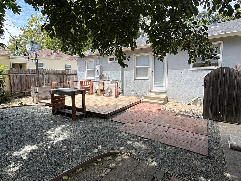 Backyard, showing wood deck